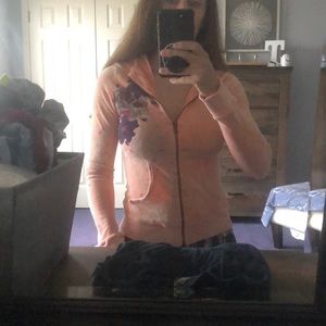 Grail pink skull splatter hoodie size XS